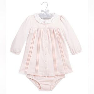 🩷RL NWT🩷 24m PRECIOUS Pale Pink Pintuck Cotton Interlock Dress & Bloomer.